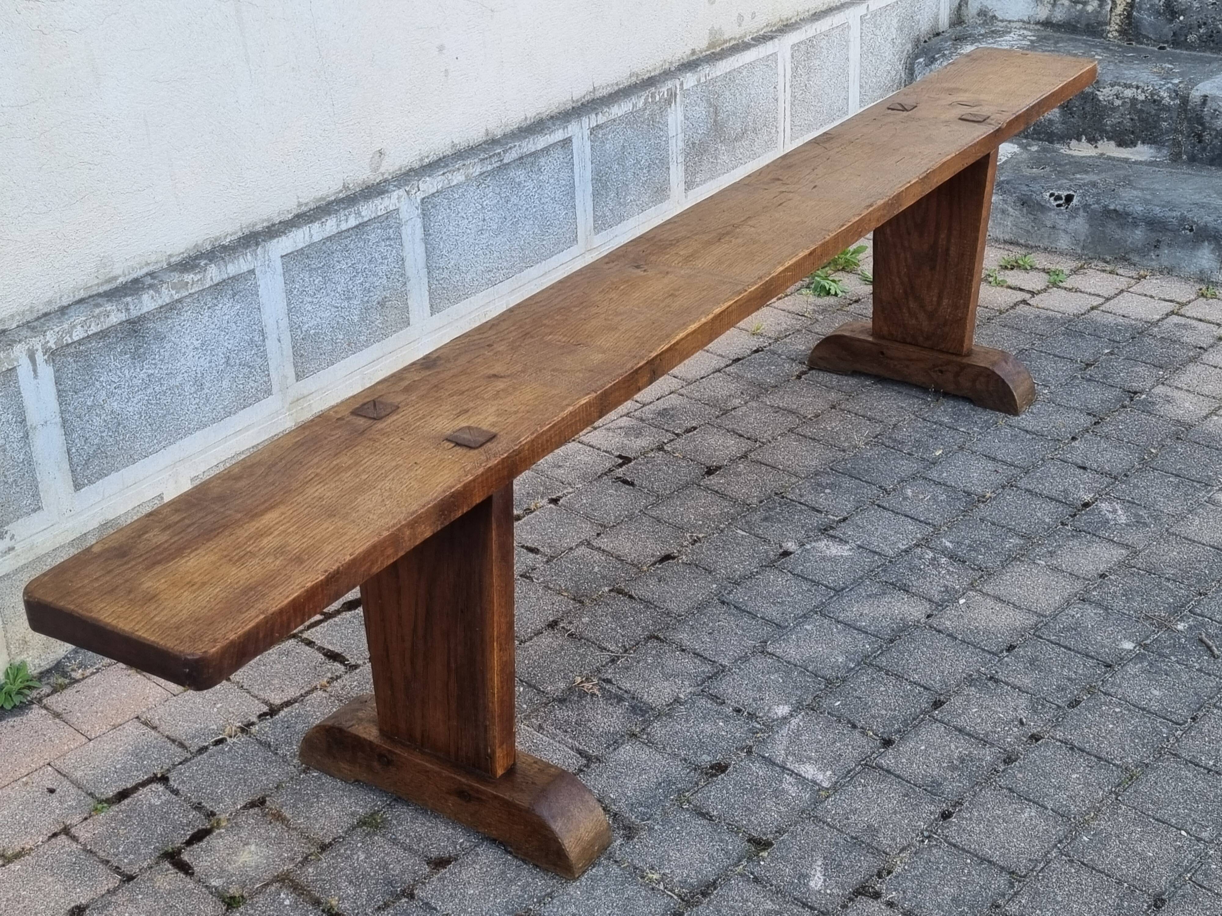 Brutalist farmhouse bench in solid oak 220 cm