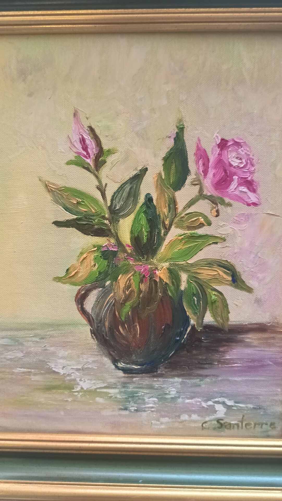 Tableau floral huile signé