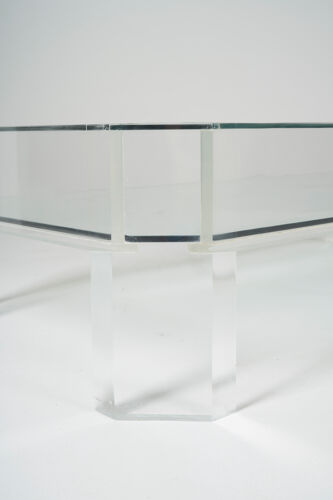 Table basse en verre et plexiglas 1970s