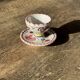 Coquetier en faïence motifs floraux roses vintage H5