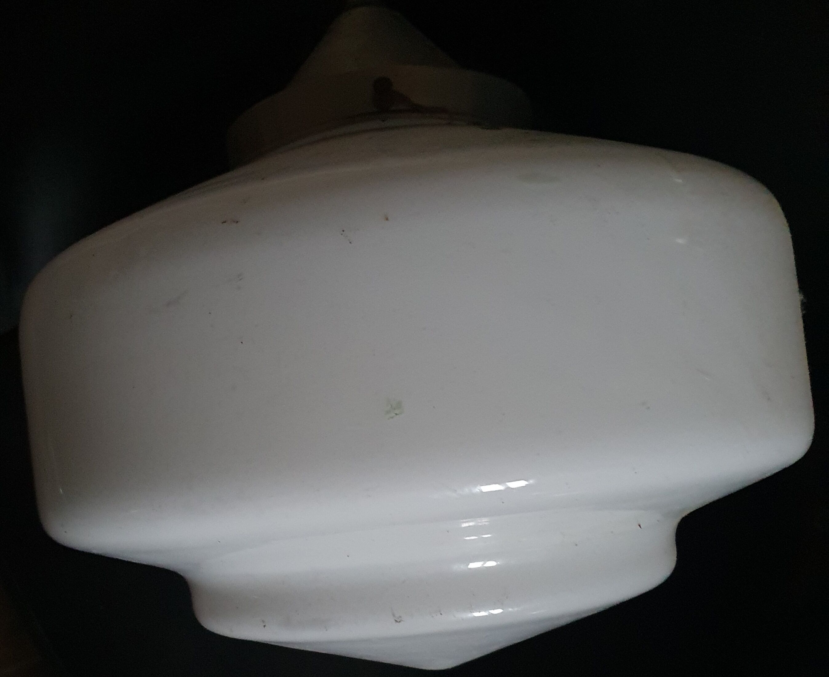 White opaline chandelier art deco