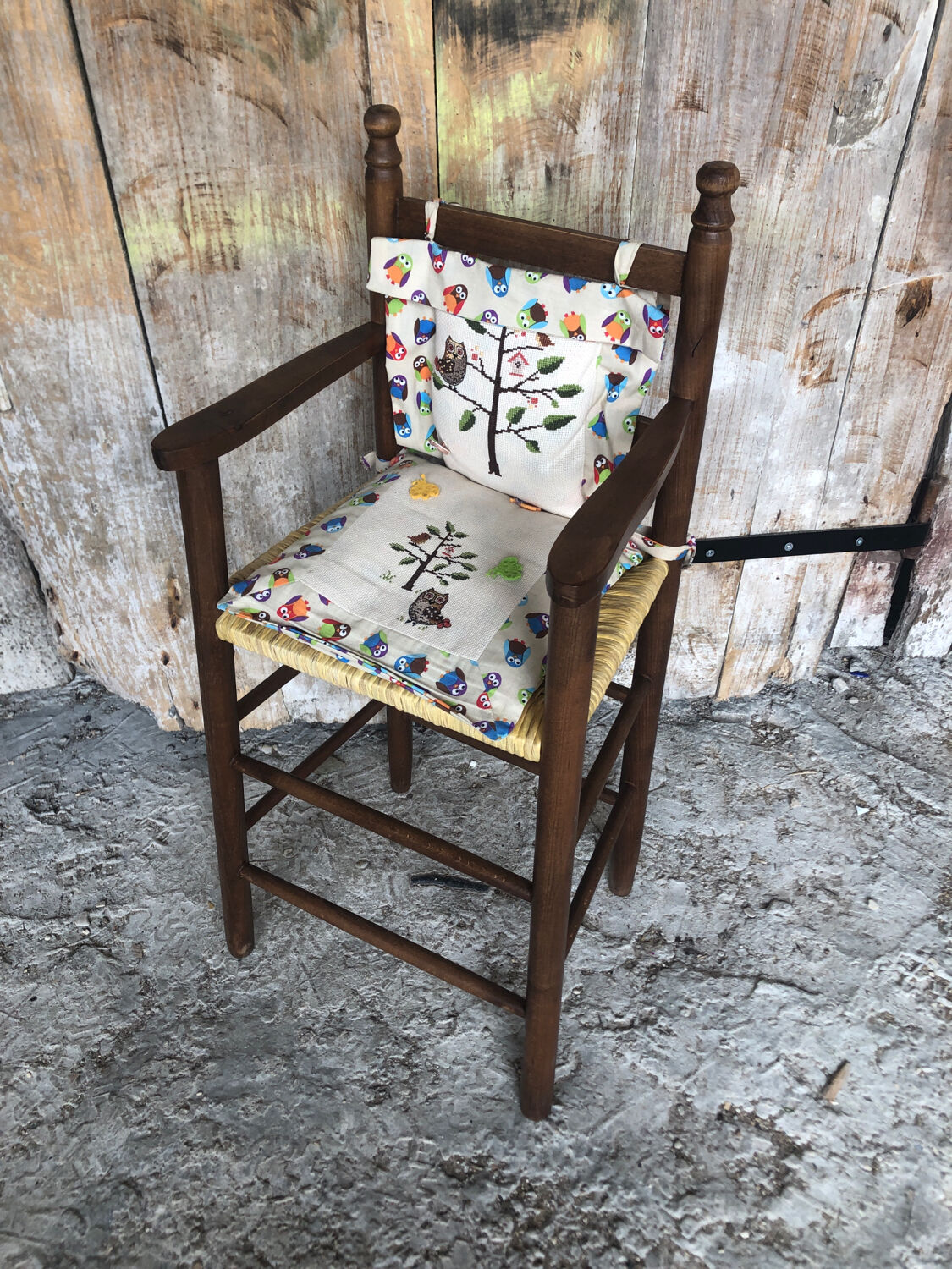 High chair baby wood & mulched seat