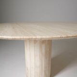 Round travertine dining table
