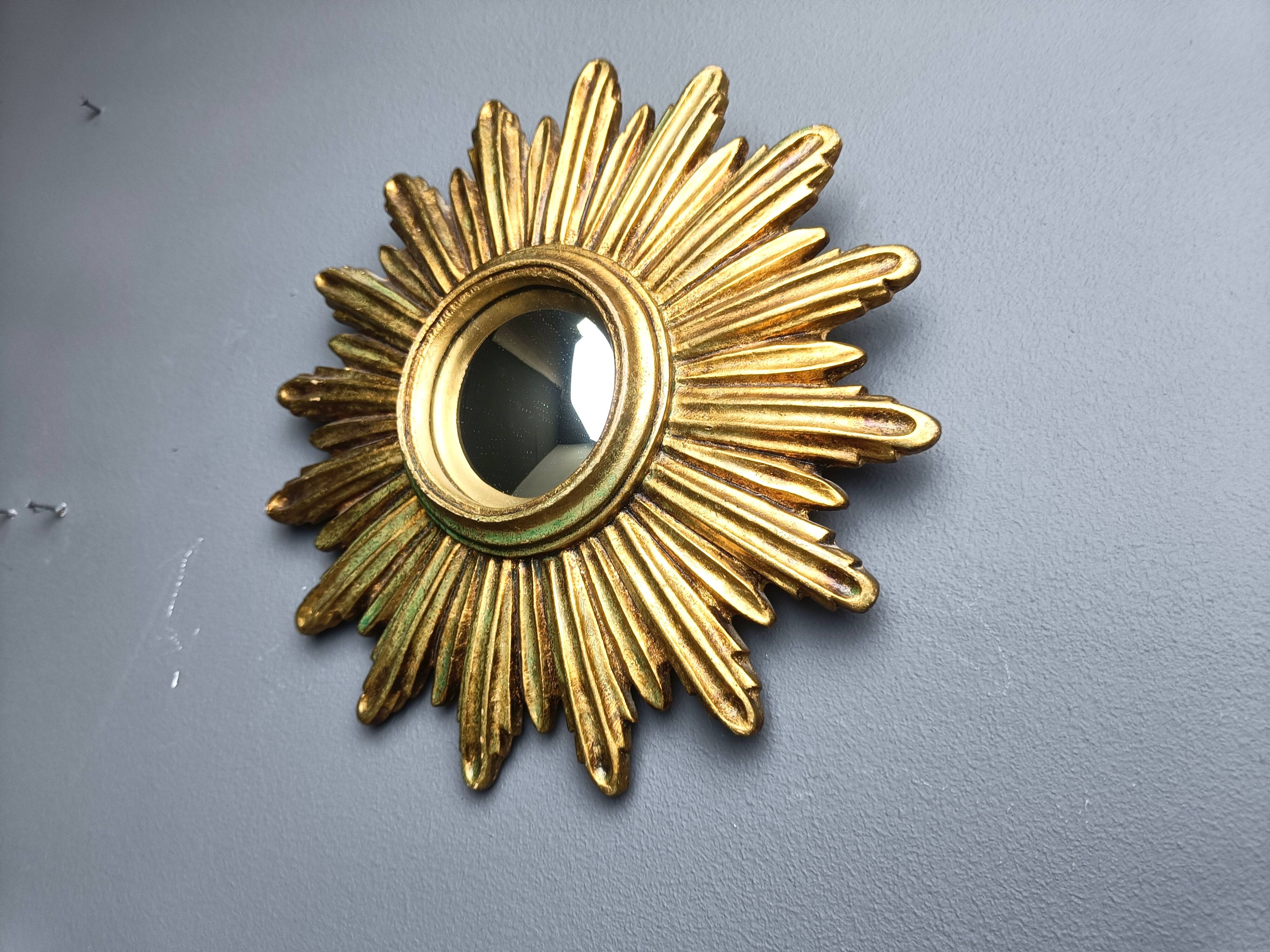 Vintage golden sunburst mirror, 1960s