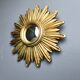 Miroir vintage doré soleil, années 1960