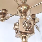 Lampadaire bouillotte en laiton tête de lion et griffes