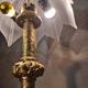 large bronze lamp 74x33 6kg 1850 to 1900 thick opaque glass shade, ele