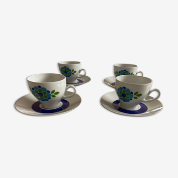 Set of vintage seventies cups and sub-cups