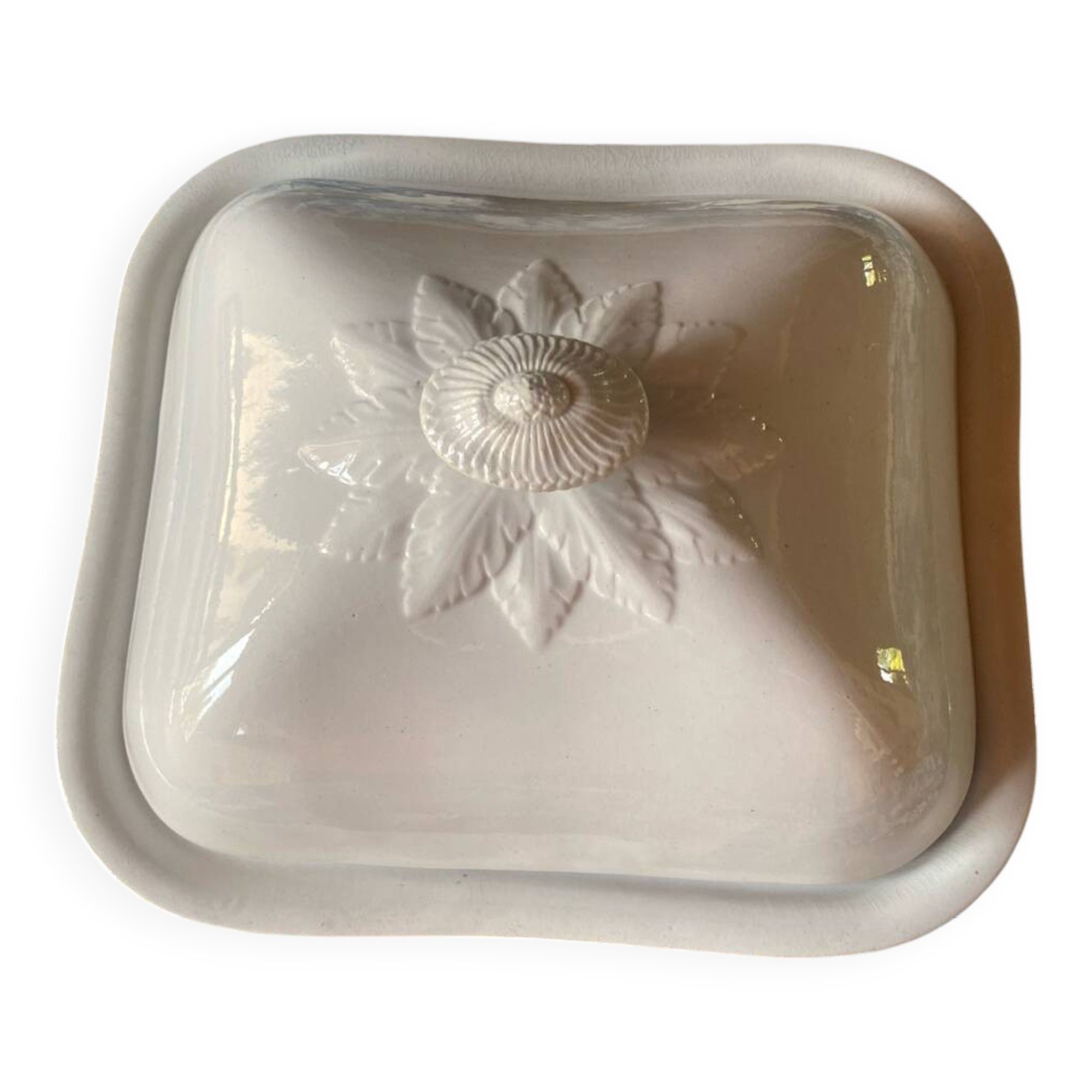 Large antique Villeroy and Boch porcelain dome dish