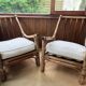 Complete bamboo rattan lounge set with armchair x2, sofa, coffee table