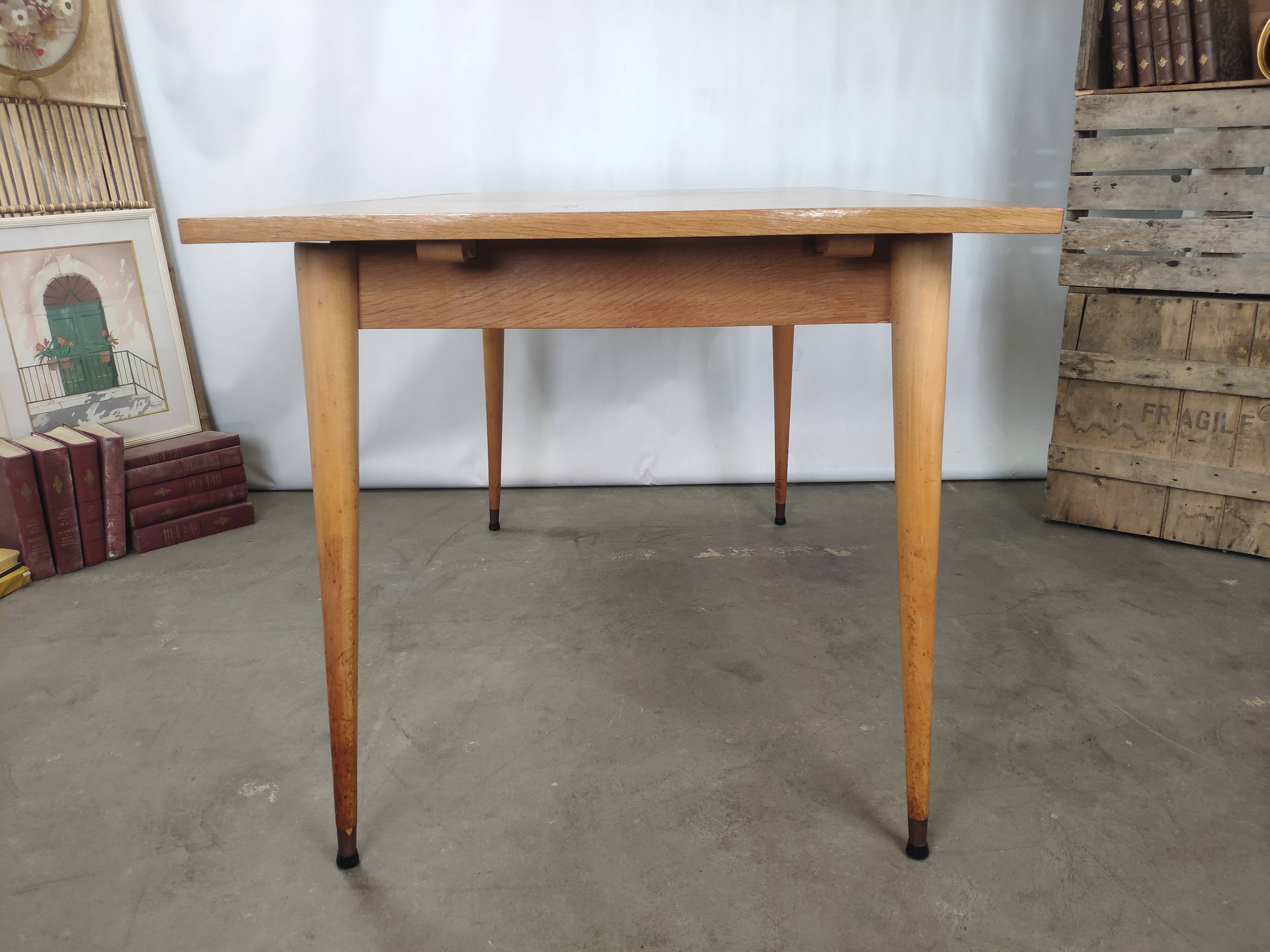 Dining table light oak foot vintage compass