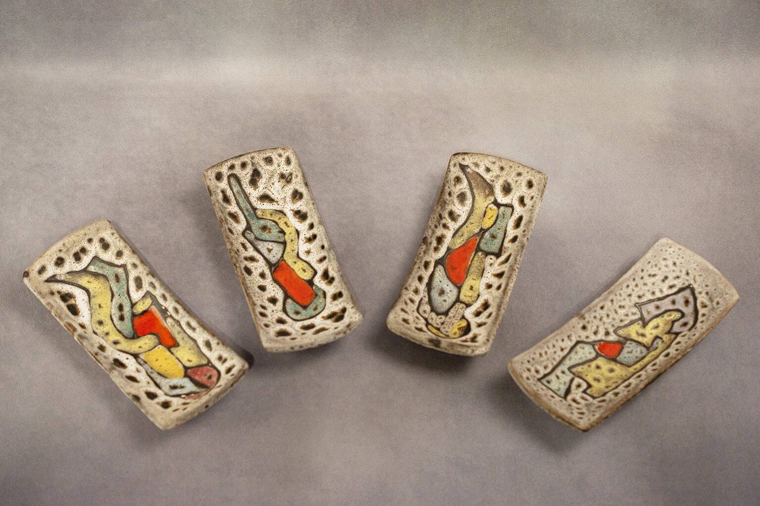 4 ceramic fat lava bowls by Marius Bessone – Vallauris – Mid-century