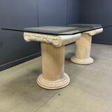 Vintage tessellated stone pedestal dining table by Maitland Smith, 1970s