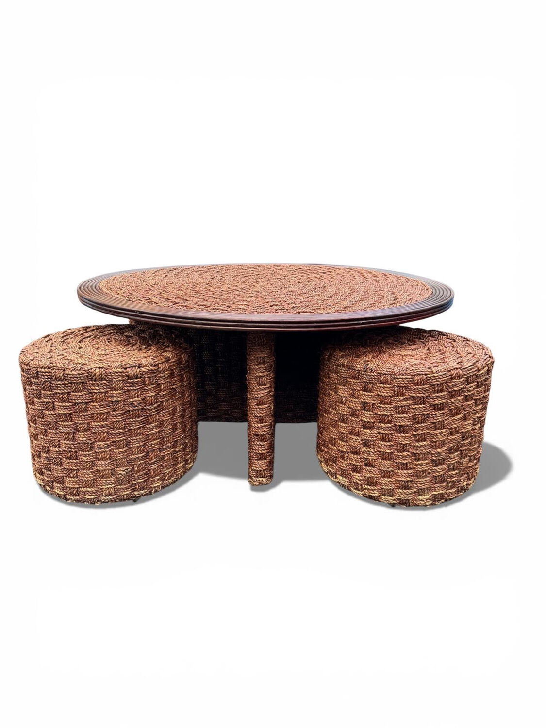 Coffee table and 4 stools in the style of Audoux & Minet.
