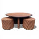 Coffee table and 4 stools in the style of Audoux & Minet.