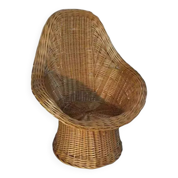 Fauteuil corbeille en osier pour enfant pour Rohe années 60 design Wim Den