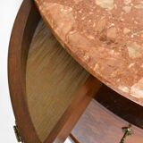 Louis XVI style half-moon marble marquetry sideboard