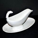 Sarreguemines antique earthenware sauce boat U&C opaque eagle's head
