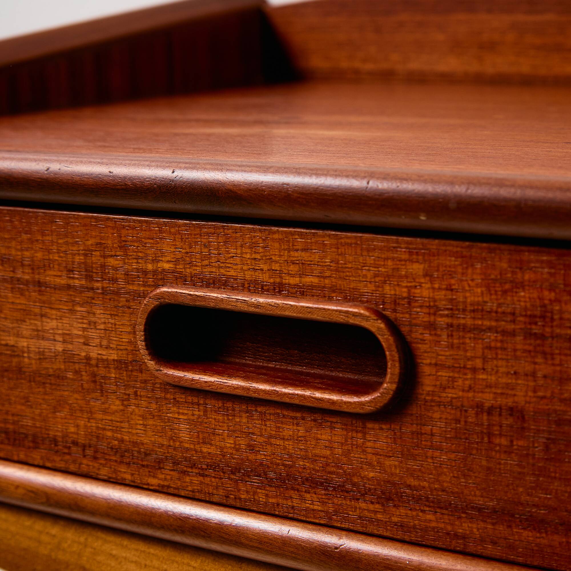 Wall mounted teak and beech bedside cabinet, Set of 2