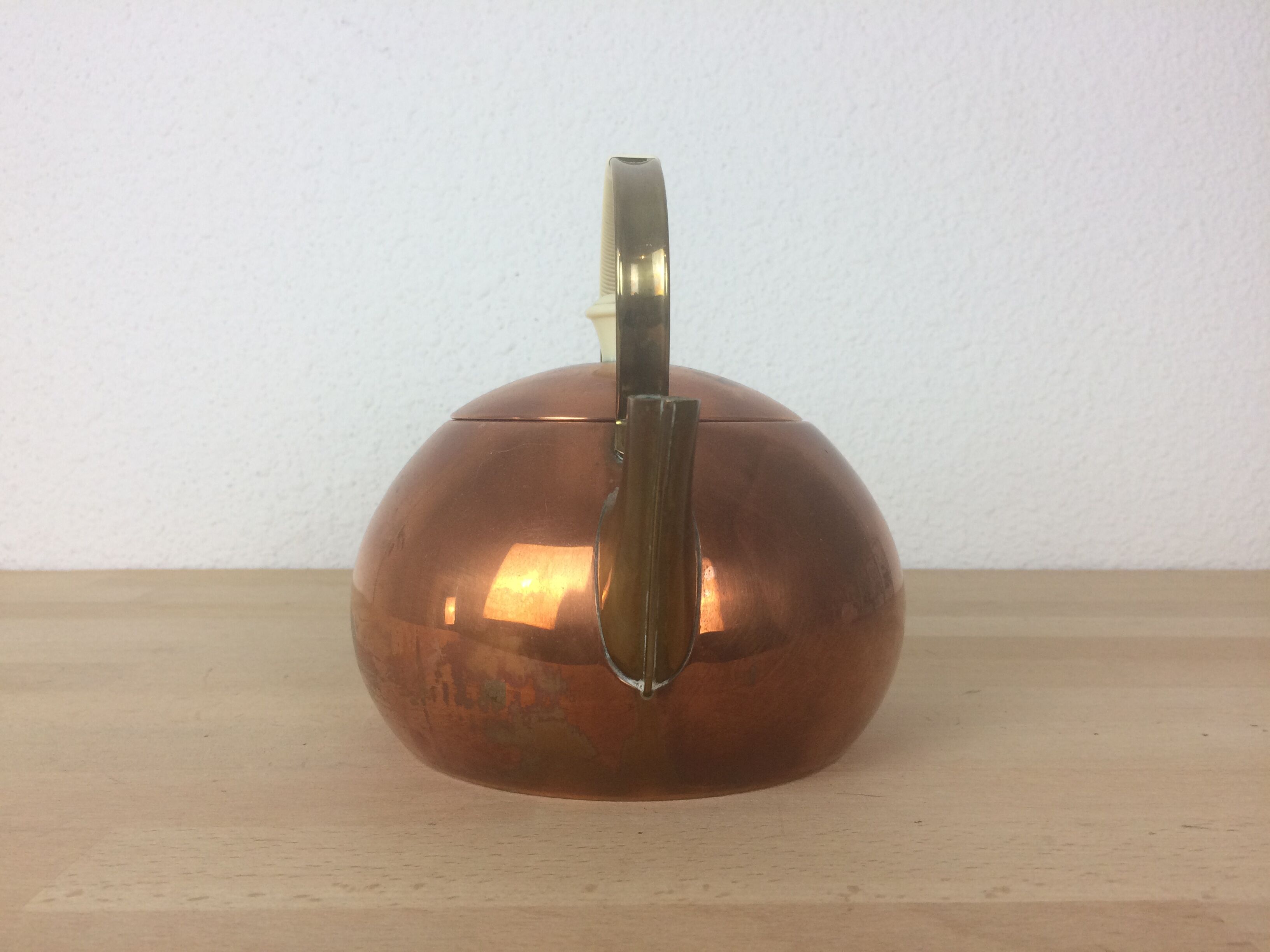 Copper and brass teapot Scandinavian style