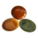 Set of green and amber enamelled plates