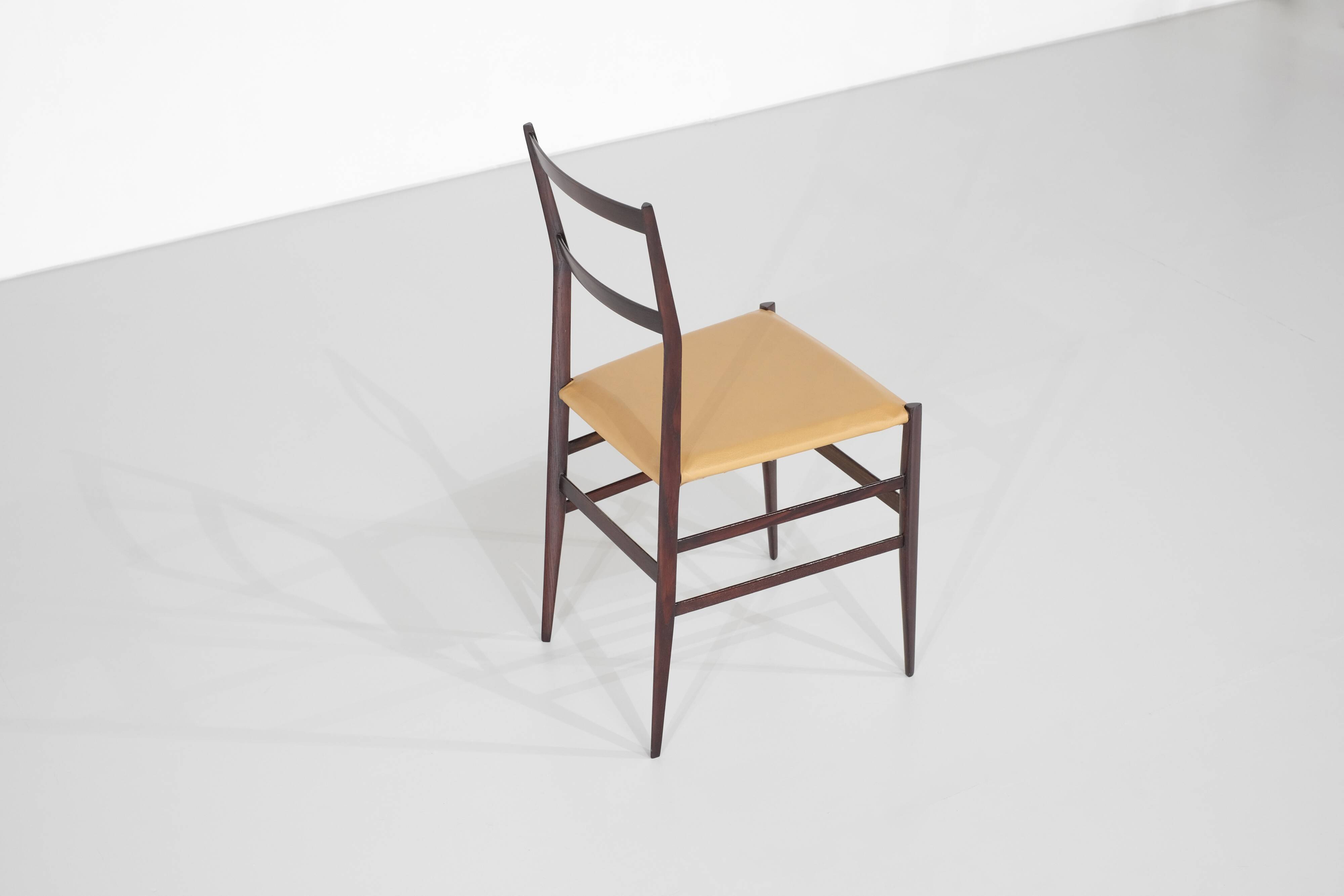 "Superleggera" chair in wood, created by Gio Ponti for Cassina, Italy.