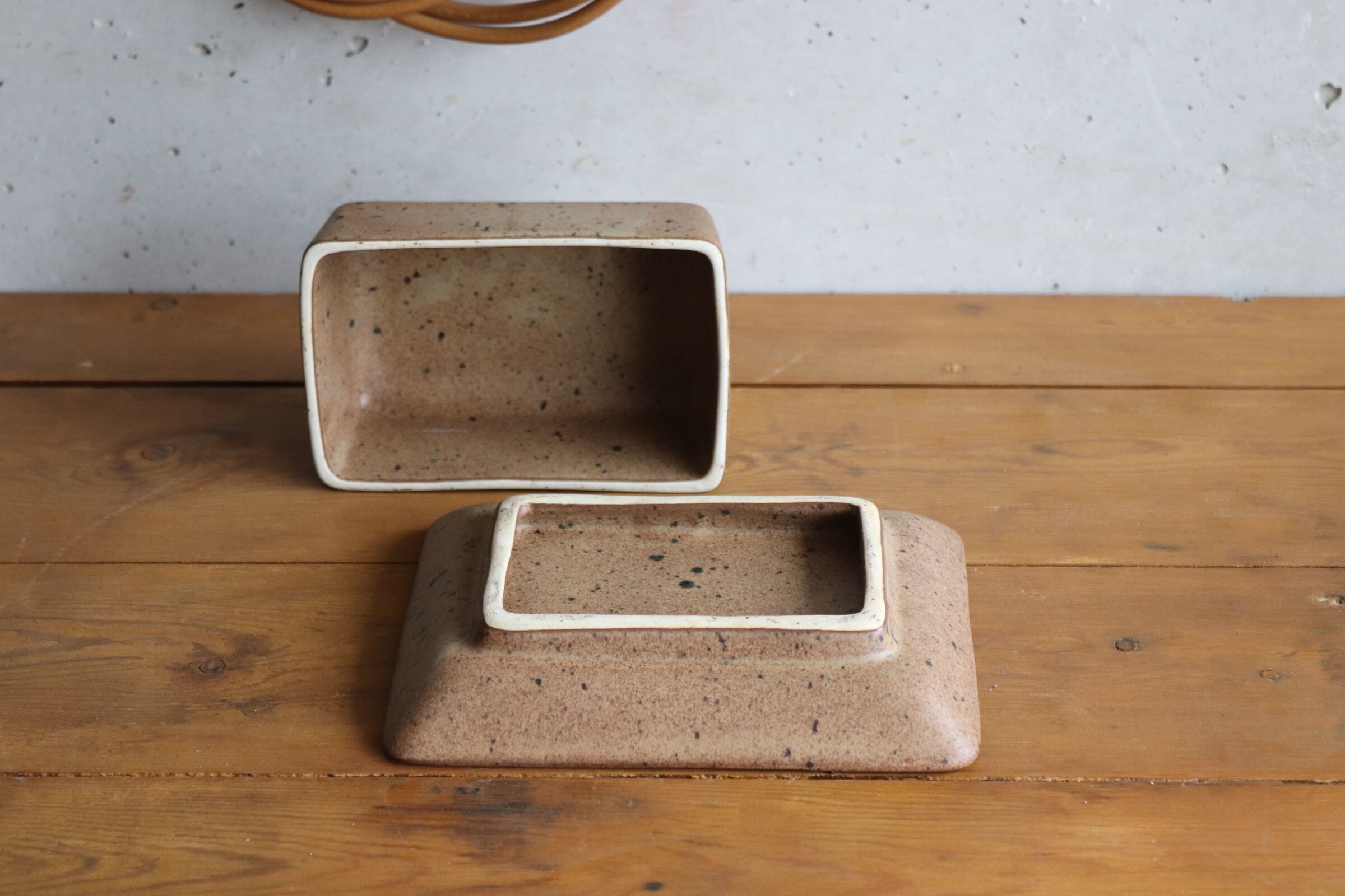Speckled stoneware butter dish