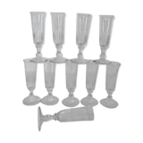 10 Louis Philippe flutes elegant old blown glasses bulled