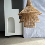 Rattan pendant lamp or light in the shape of an Asian lantern