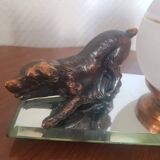 Lamp on Globe mirror base and bronze character, Art Deco
