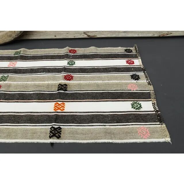 1970s Turkish Oushak Handmade Wool Cotton White Runner 70x241