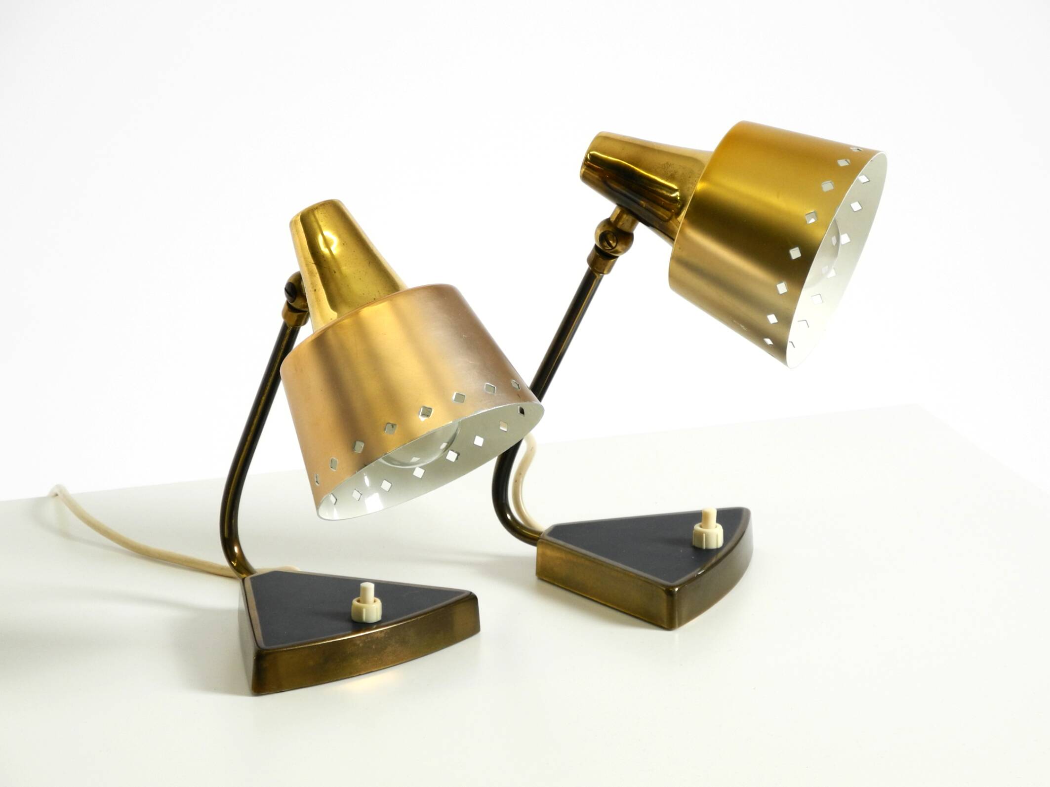 Two beautiful rare Mid Century Modern brass table lamps