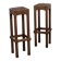 Pair of Dutch Art Deco oak bar stools with upholstered seats, 1930s