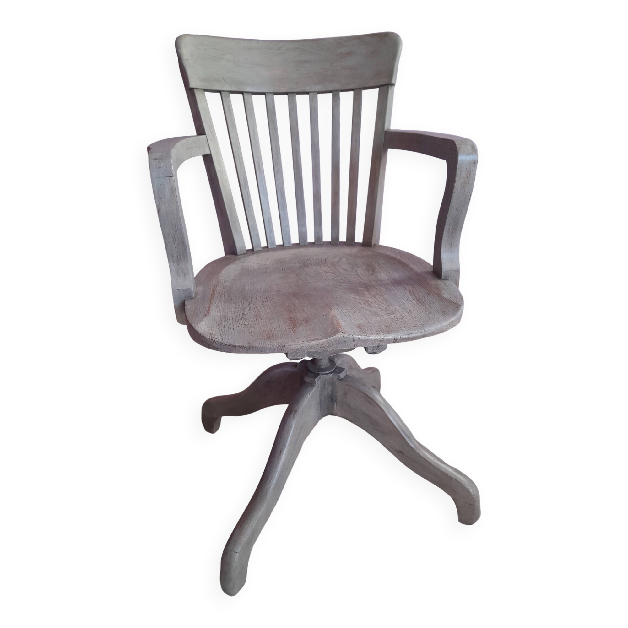 Swivel office chair in gray lacquered wood