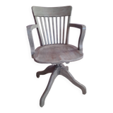 Swivel office chair in gray lacquered wood