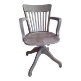 Fauteuil de bureau pivotant en bois laqué gris