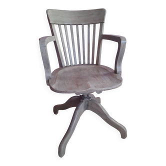 Fauteuil de bureau pivotant en bois laqué gris