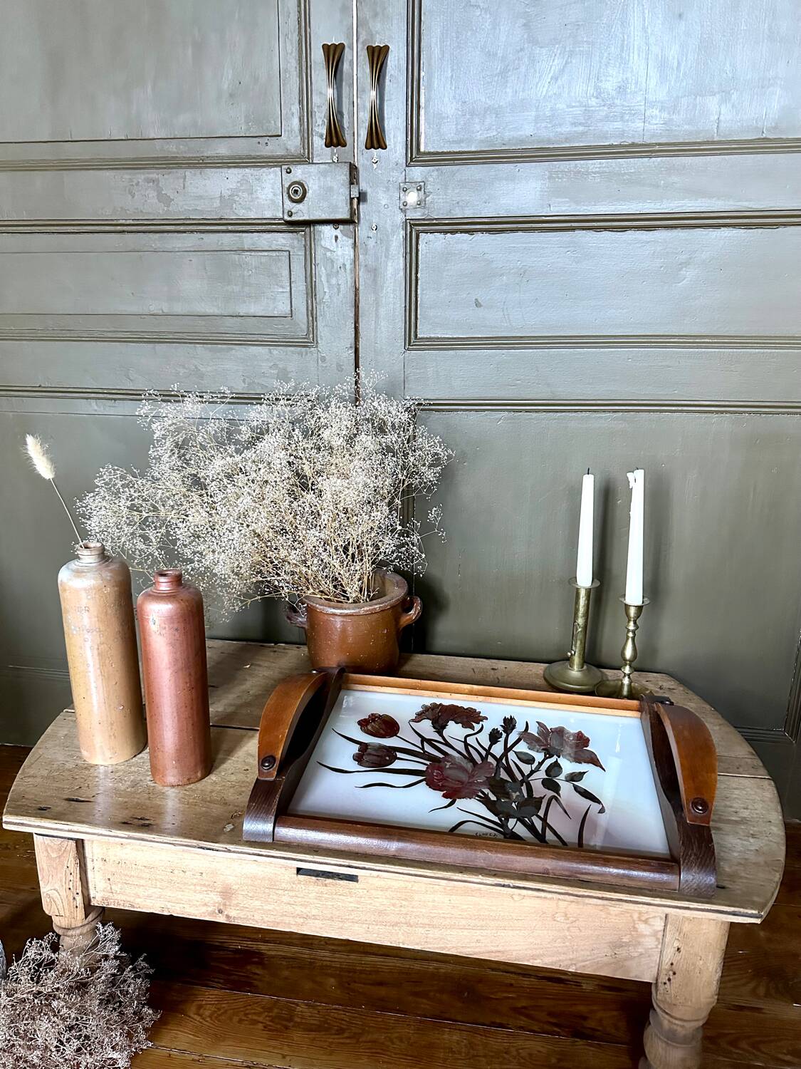 Large art deco tray signed Florel