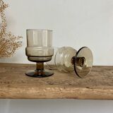 3 “Willem Heesen” smoked glass glasses