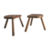 Paire de tabourets tripode