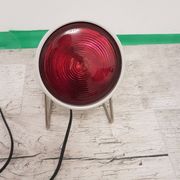 Space Age desk lamp, white metal, chrome-plated steel, red glass, Germany,