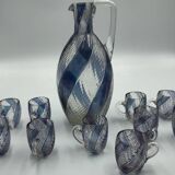 Ancien service liqueur en verre soufflé 6 verres et une carafe
