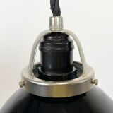 Industrial black enamel pendant lamp, 1950s