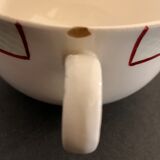 Large capacity pourer and two cups in old earthenware, model Isoard de Salins, 1950