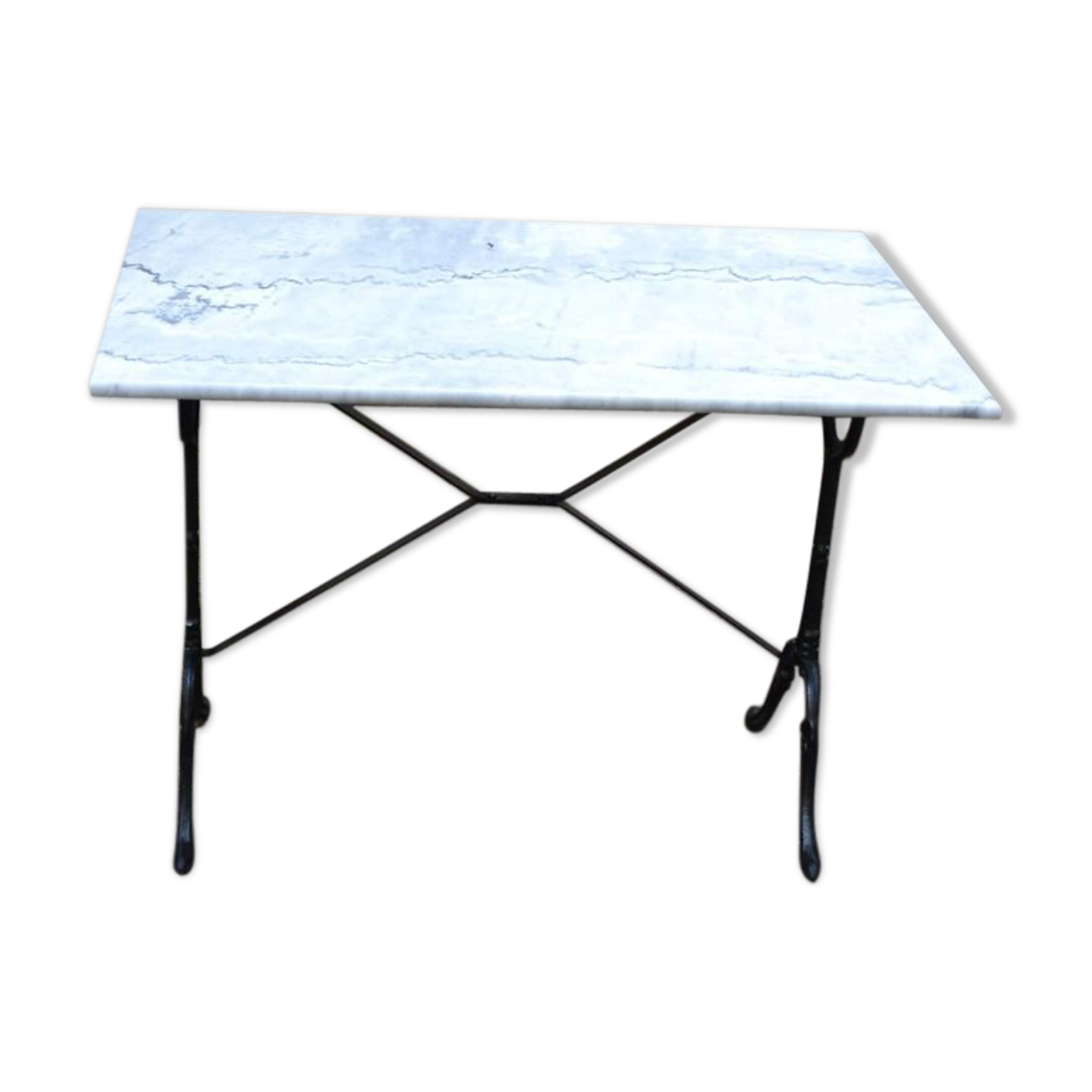 Table vintage de style bistrot en marbre clair Selency