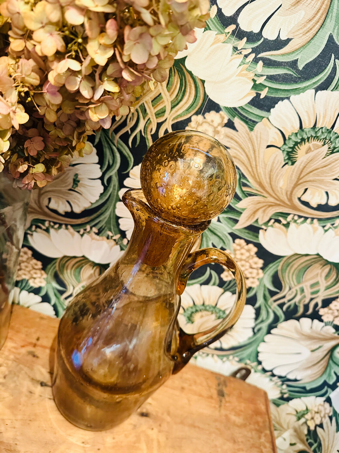 Vintage 1960s bubble glass carafe