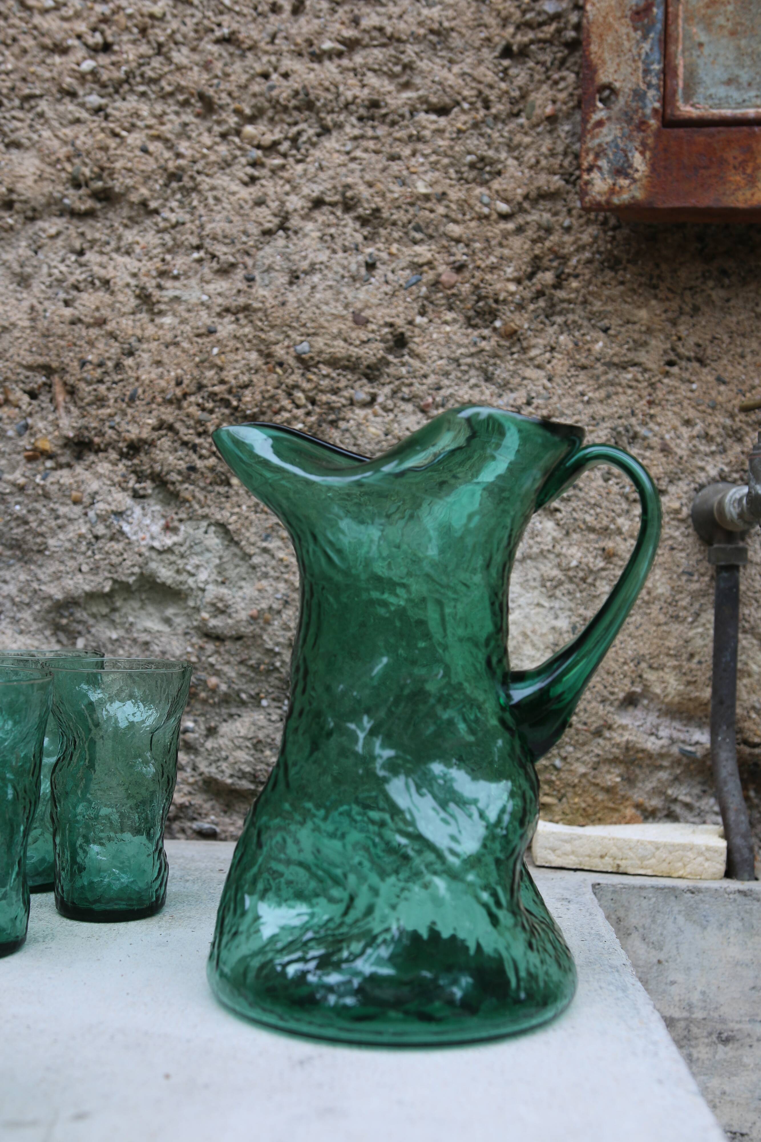 Vintage blown glass orangeade set