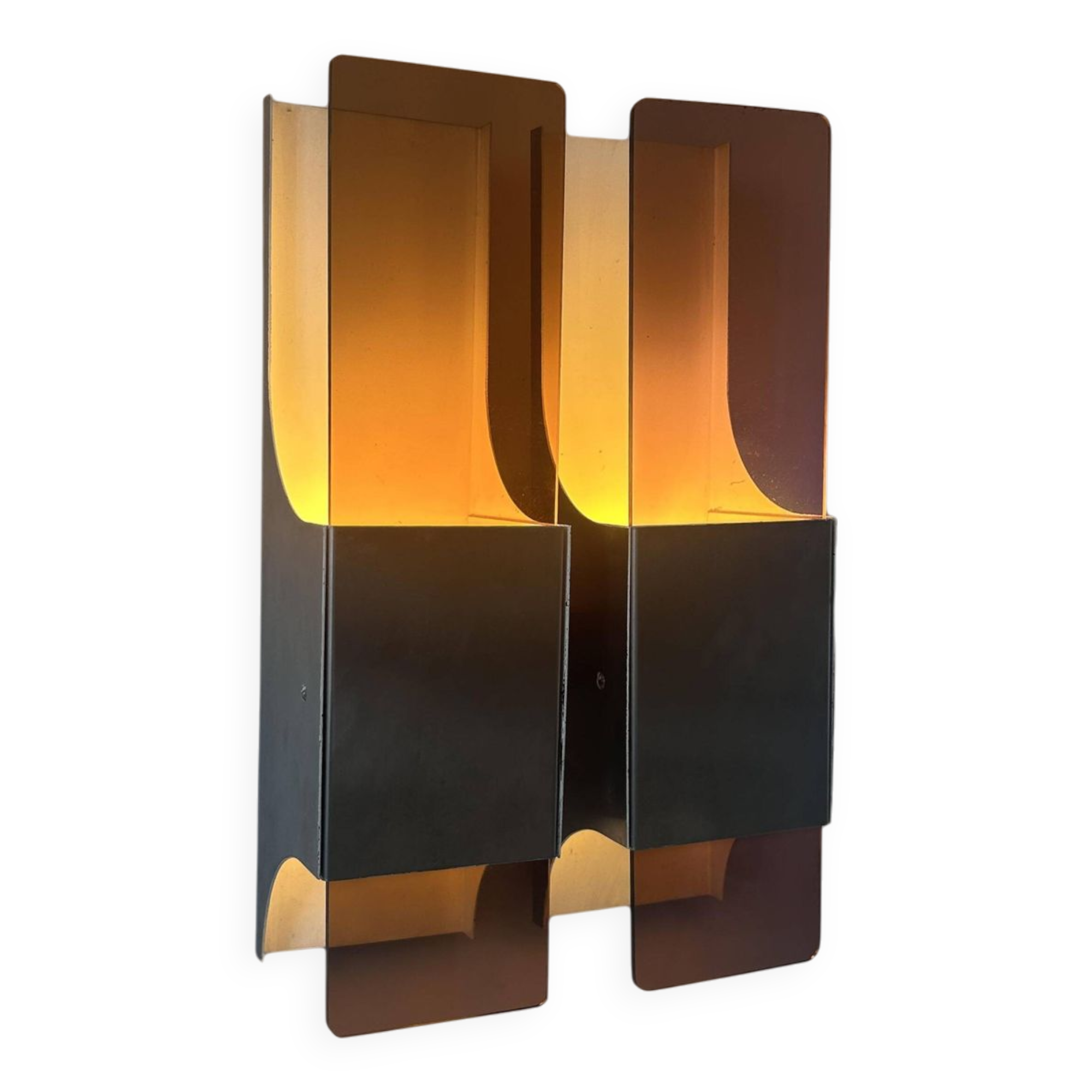 Vintage double wall lamp in metal and perspex, France 1970s