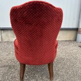 pair of red velvet toad armchairs