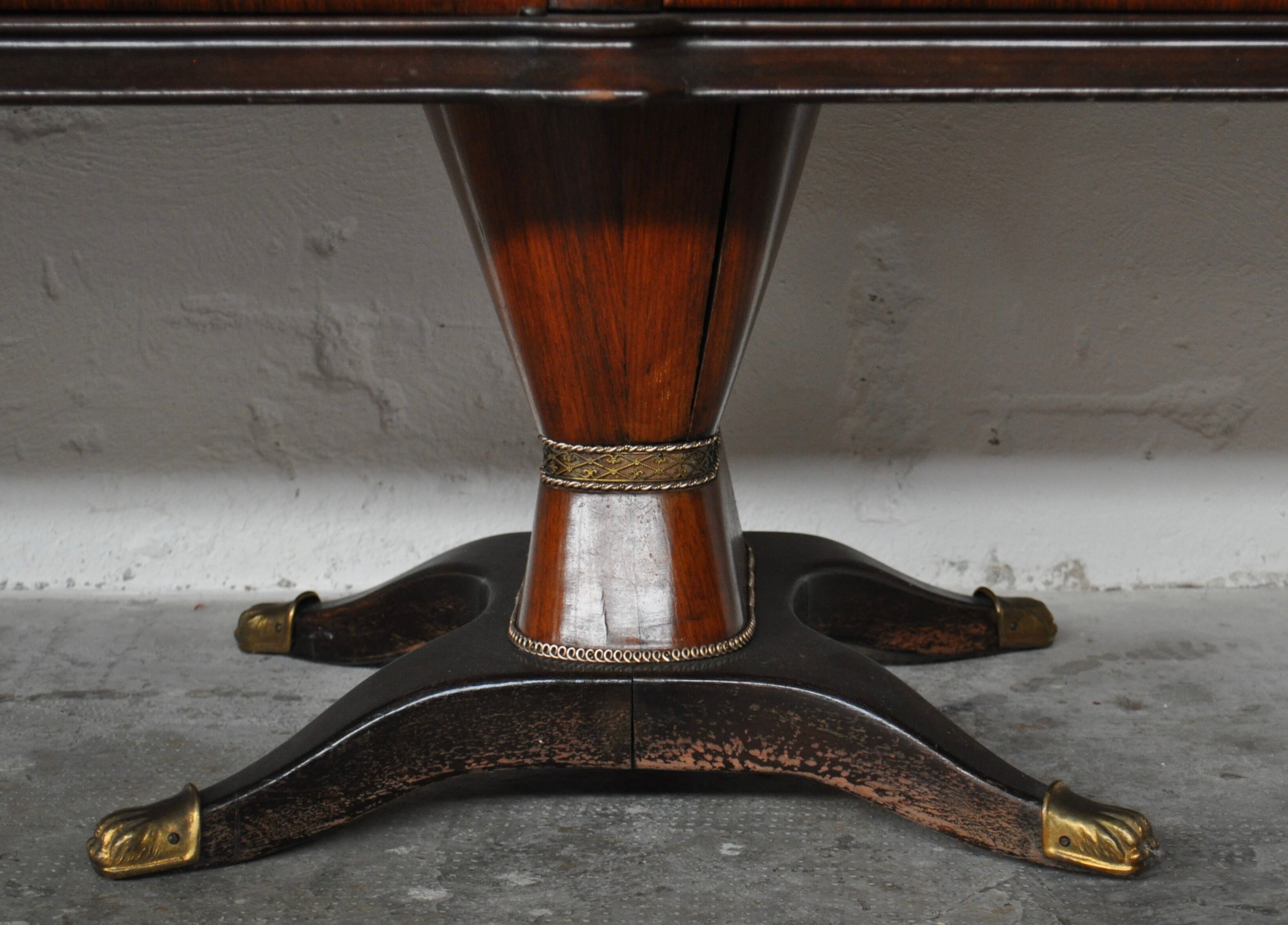 Mahogany, Pearwood, Brass & Marbled Back-Lacquered Glass Top Sideboard with Mirror from F.lli Rigamo